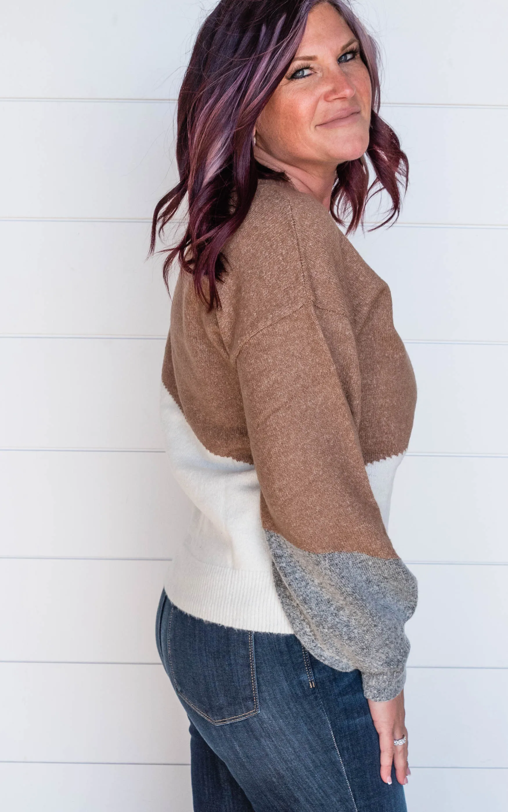 Better Than Pumpkin Spice Asymmetrical Colorblock Sweater