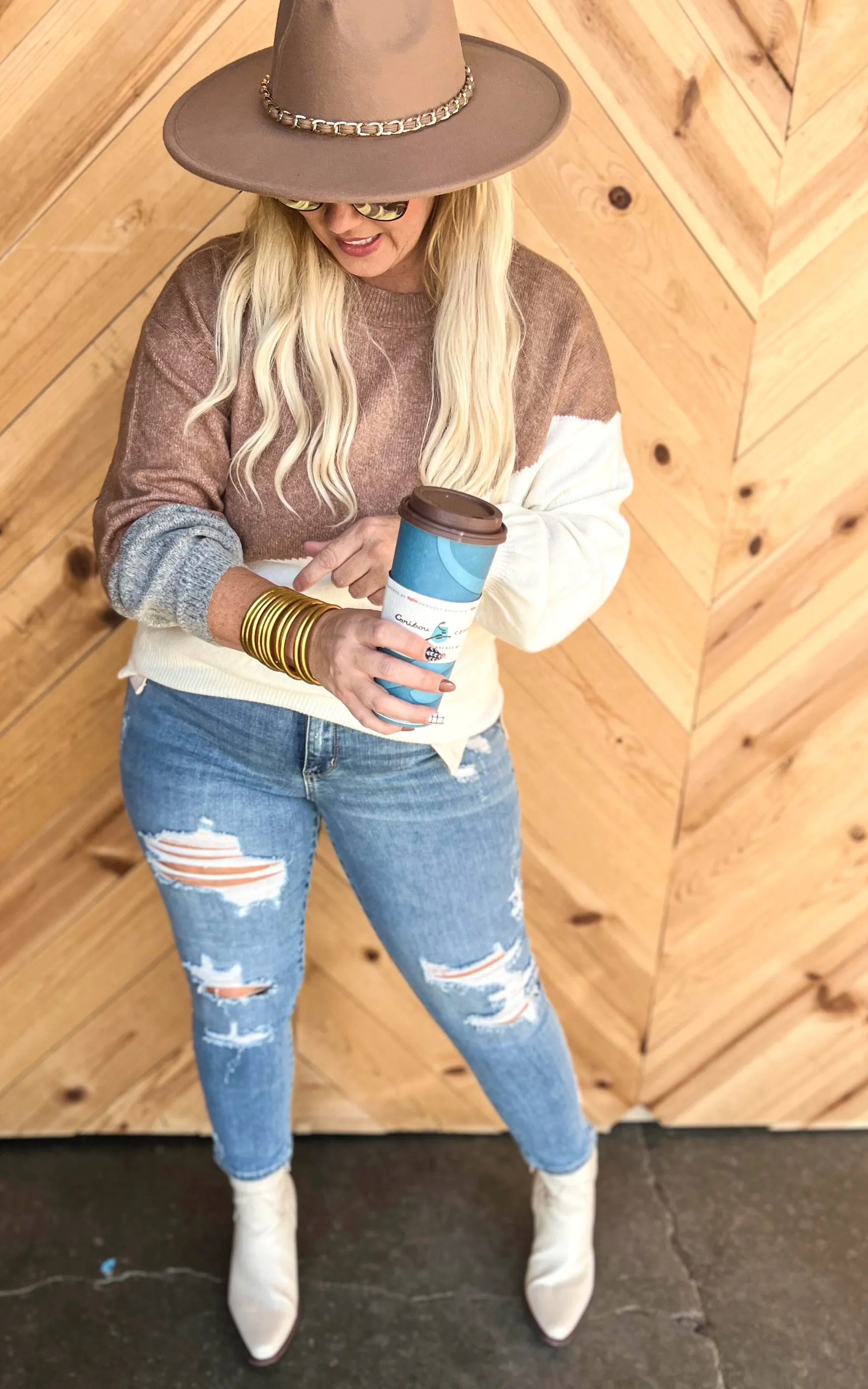 Better Than Pumpkin Spice Asymmetrical Colorblock Sweater