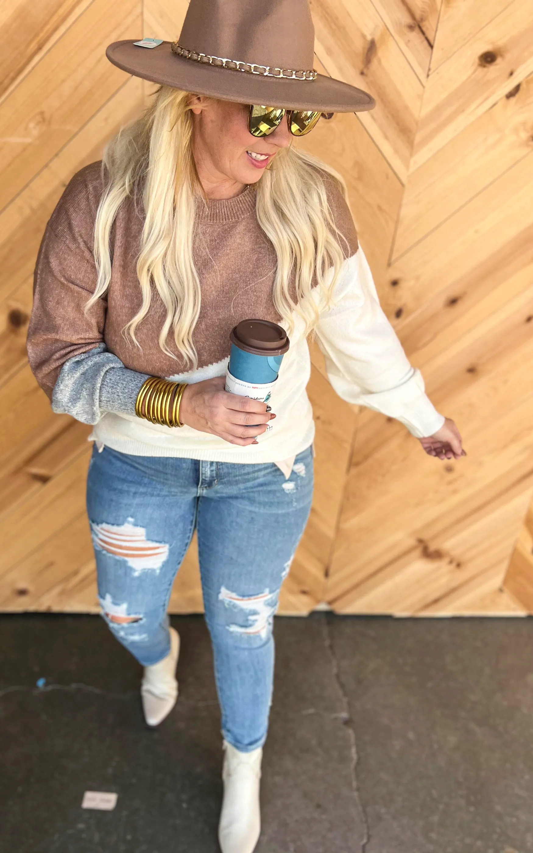 Better Than Pumpkin Spice Asymmetrical Colorblock Sweater