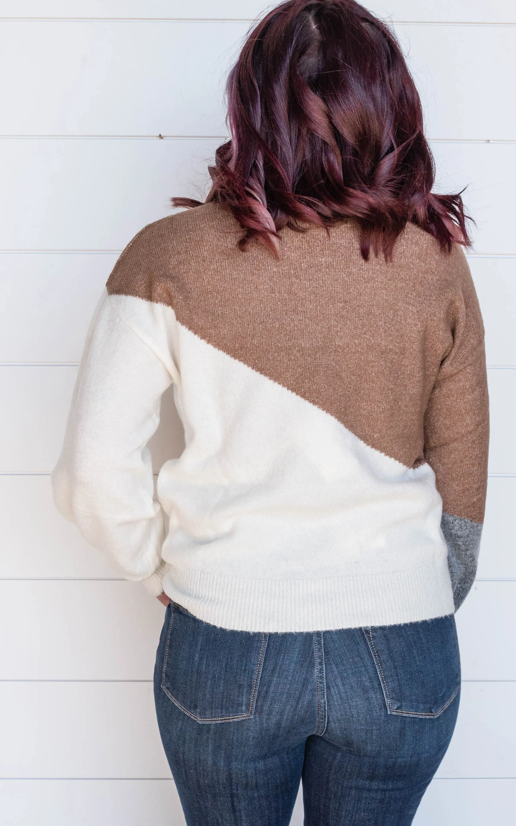 Better Than Pumpkin Spice Asymmetrical Colorblock Sweater