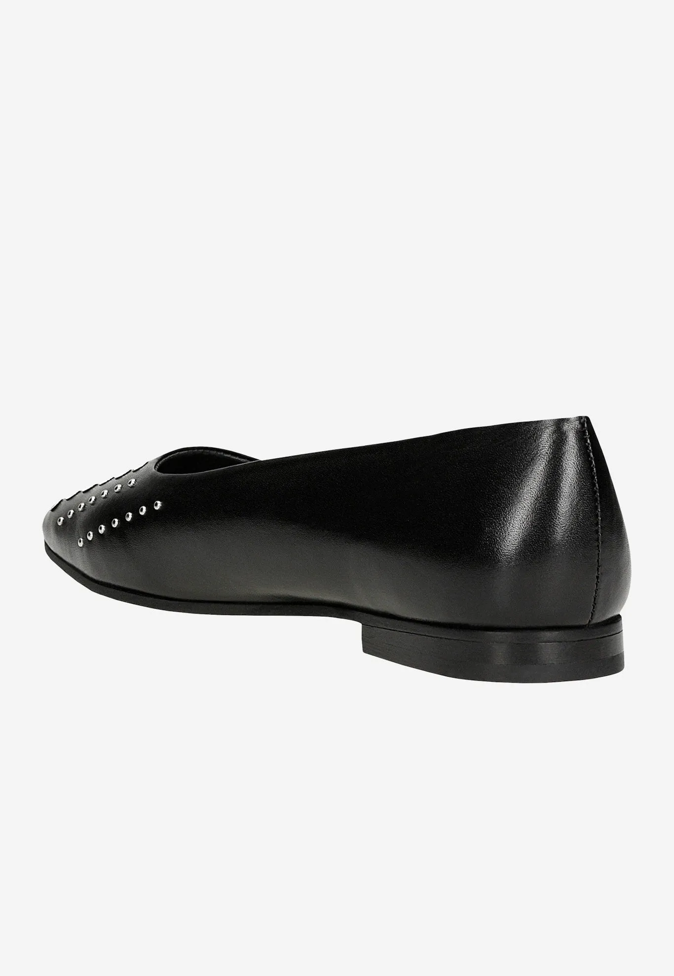 Wojas Black Leather Ballet Flats with Rivets | 4404451